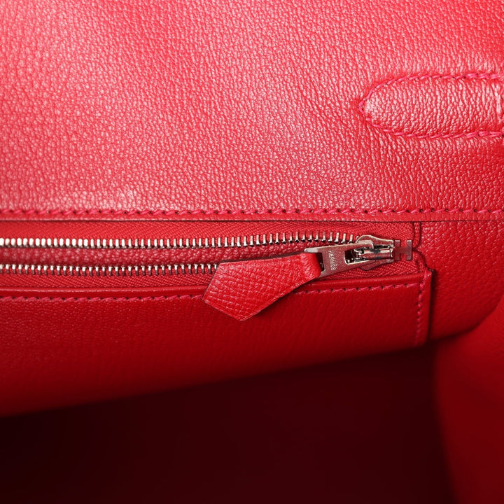 Hermes Birkin 35 Rouge Casaque Epsom Palladium Hardware