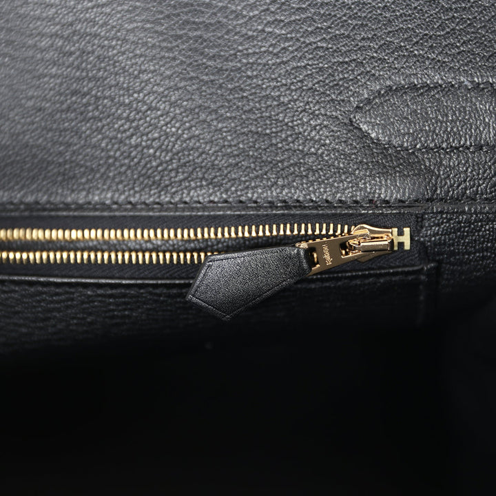 Hermes Birkin 30 Black Tadelakt Gold Hardware