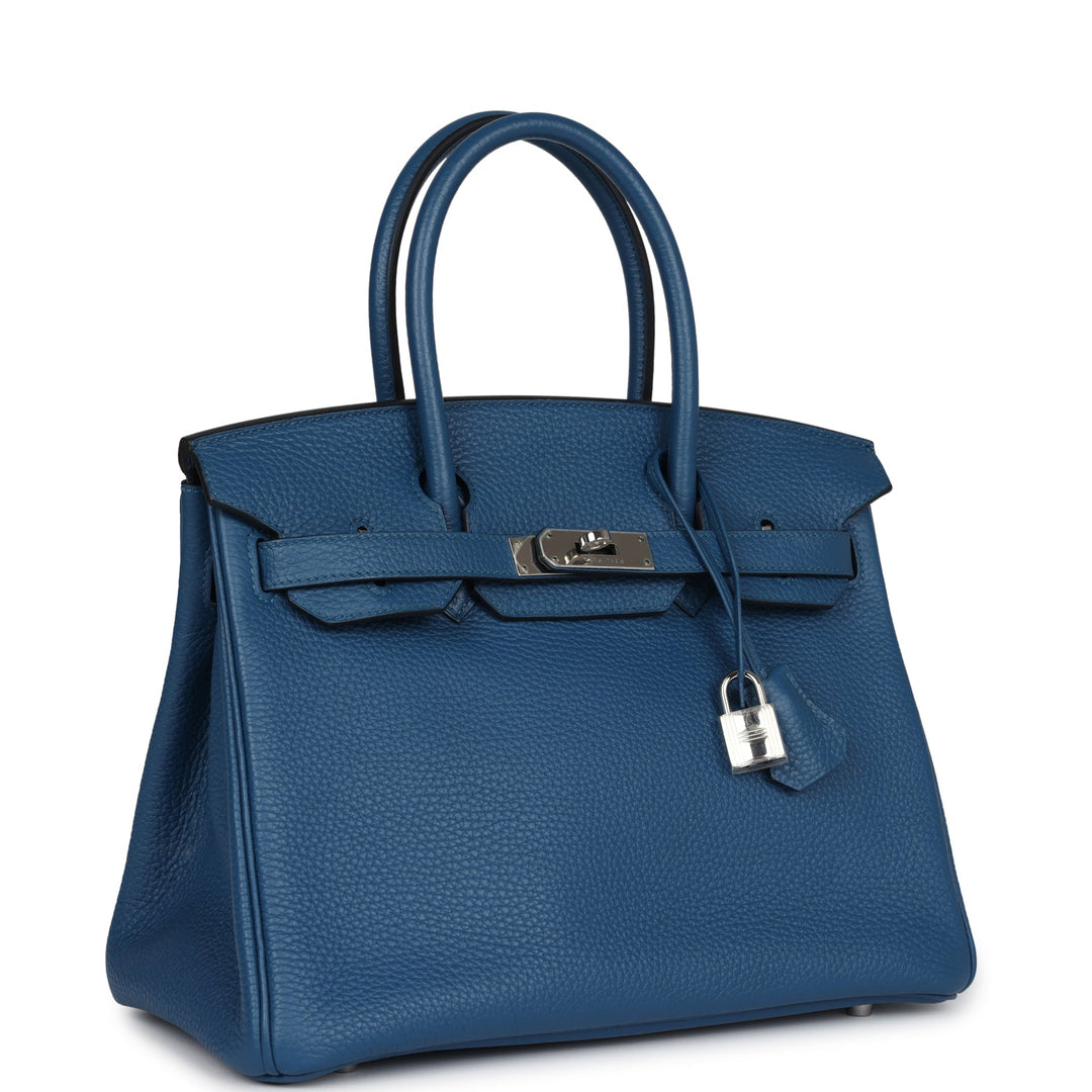 Hermes Birkin 30 Bleu Thalassa Clemence Palladium Hardware
