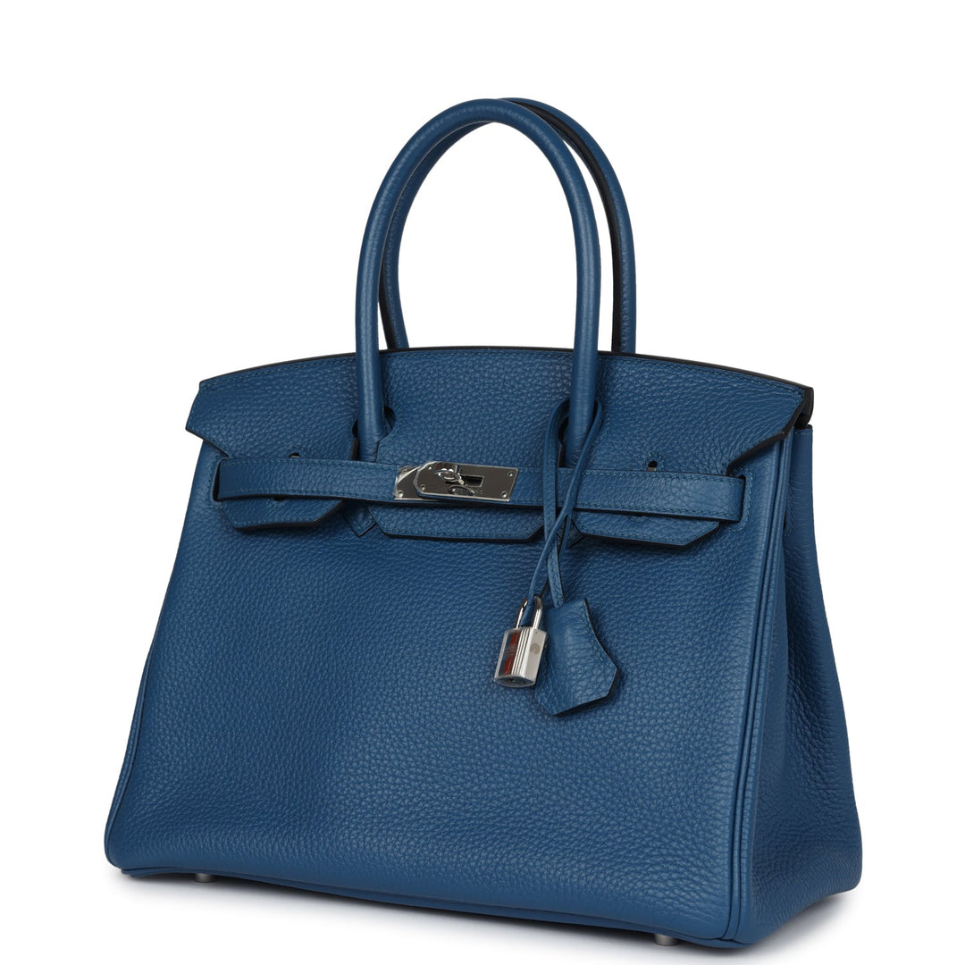 Hermes Birkin 30 Bleu Thalassa Clemence Palladium Hardware