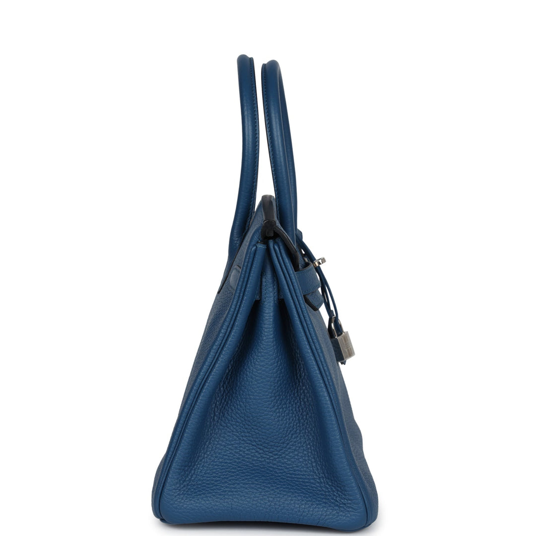 Hermes Birkin 30 Bleu Thalassa Clemence Palladium Hardware