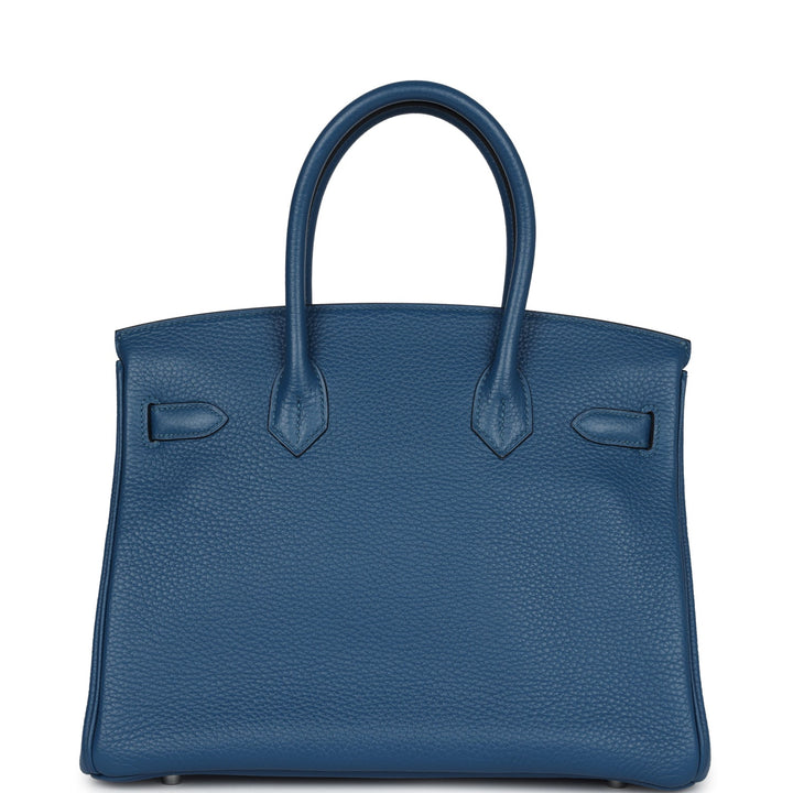 Hermes Birkin 30 Bleu Thalassa Clemence Palladium Hardware
