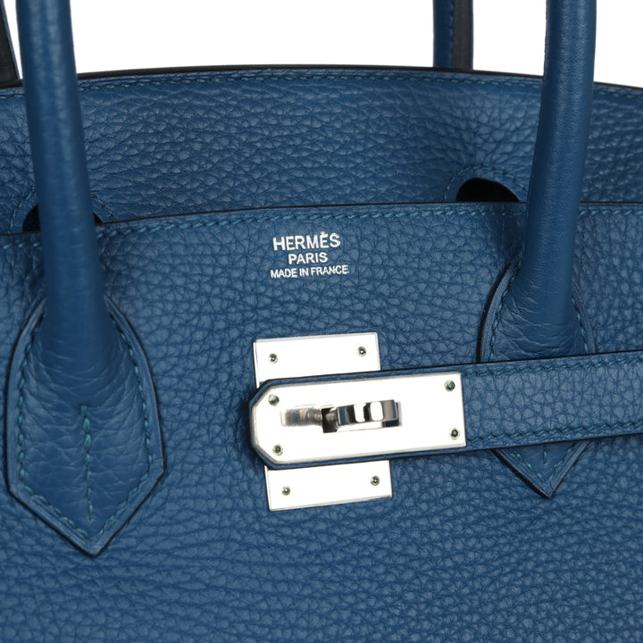 Hermes Birkin 30 Bleu Thalassa Clemence Palladium Hardware