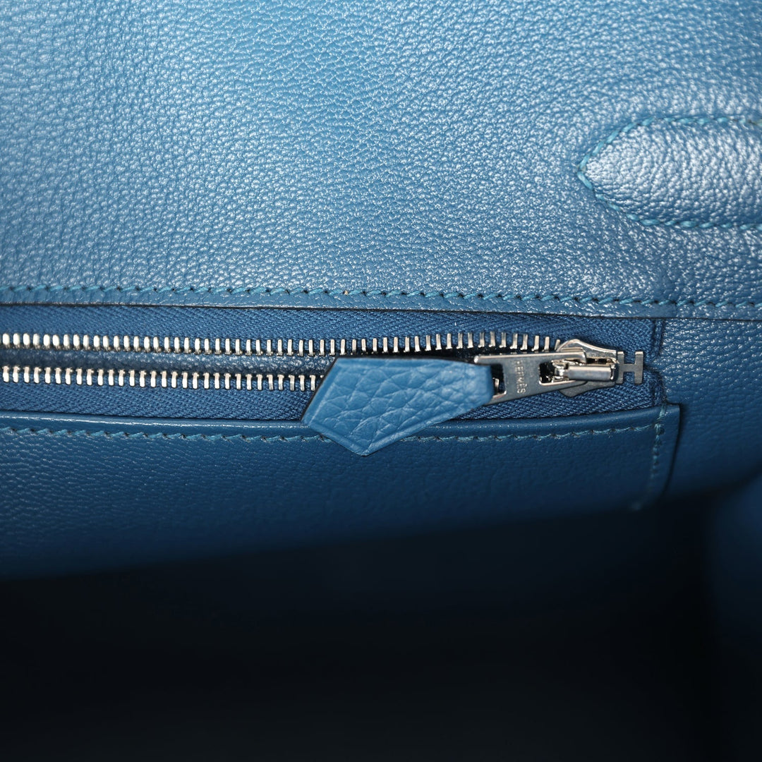 Hermes Birkin 30 Bleu Thalassa Clemence Palladium Hardware