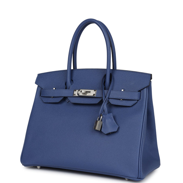 Hermes Birkin 30 Bleu Brighton Epsom Palladium Hardware