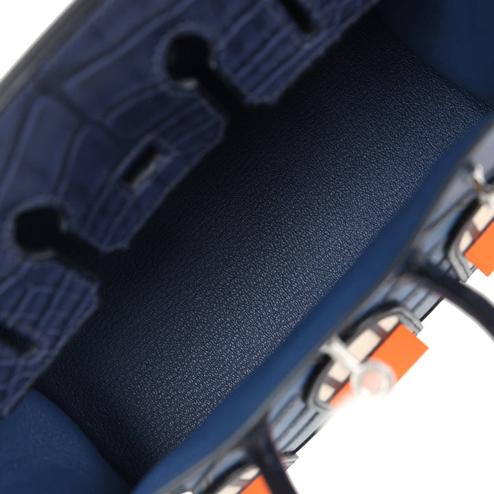 Hermes Night Sac Faubourg Birkin 20 Bleu Marine Matte Alligator Palladium Hardware