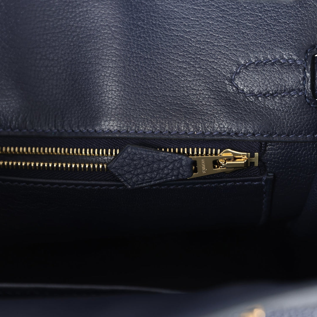 Hermes Birkin 25 Bleu Nuit Togo Gold Hardware