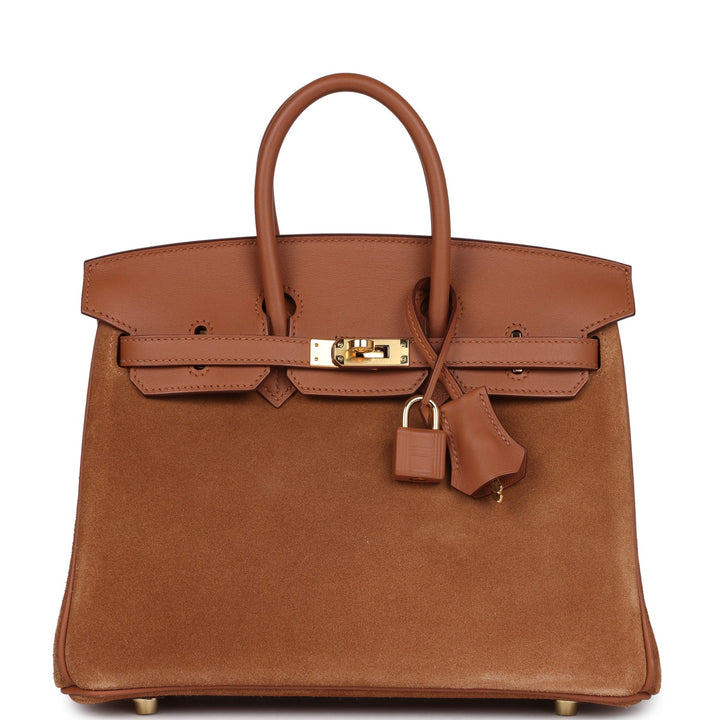 Hermes Birkin 25 Chamois Grizzly and Gold Swift Gold Hardware
