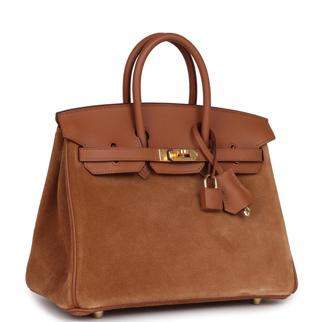 Hermes Birkin 25 Chamois Grizzly and Gold Swift Gold Hardware