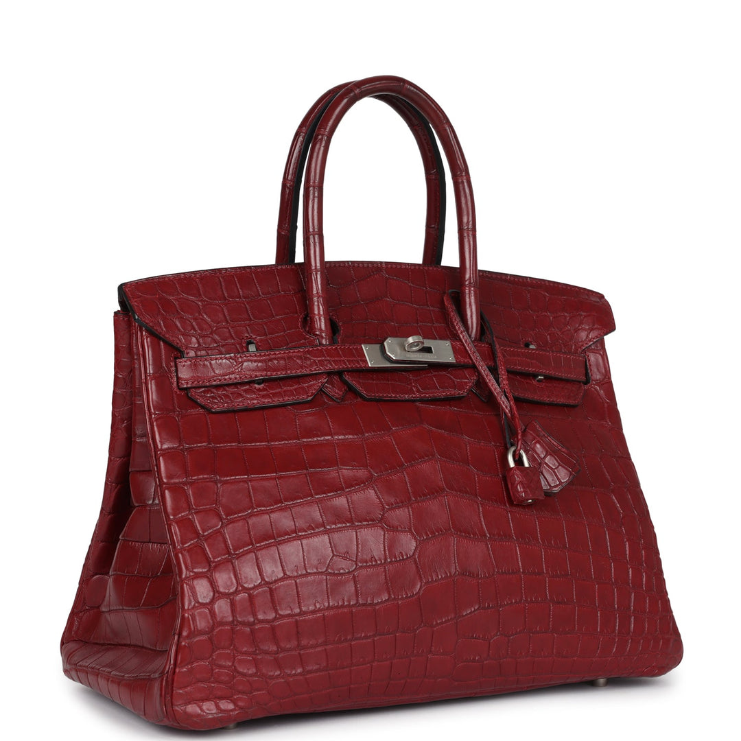 Hermes Travel Birkin 35 Rouge H Niloticus Crocodile Brushed Palladium Hardware