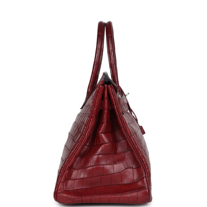 Hermes Travel Birkin 35 Rouge H Niloticus Crocodile Brushed Palladium Hardware