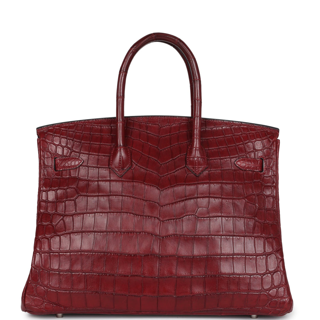 Hermes Travel Birkin 35 Rouge H Niloticus Crocodile Brushed Palladium Hardware