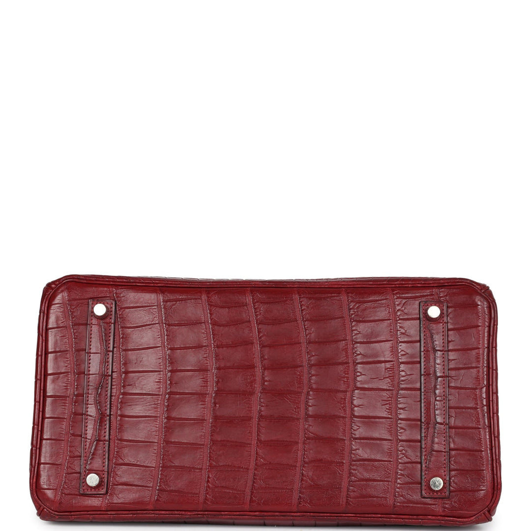Hermes Travel Birkin 35 Rouge H Niloticus Crocodile Brushed Palladium Hardware