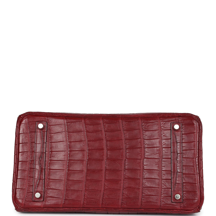 Hermes Travel Birkin 35 Rouge H Niloticus Crocodile Brushed Palladium Hardware