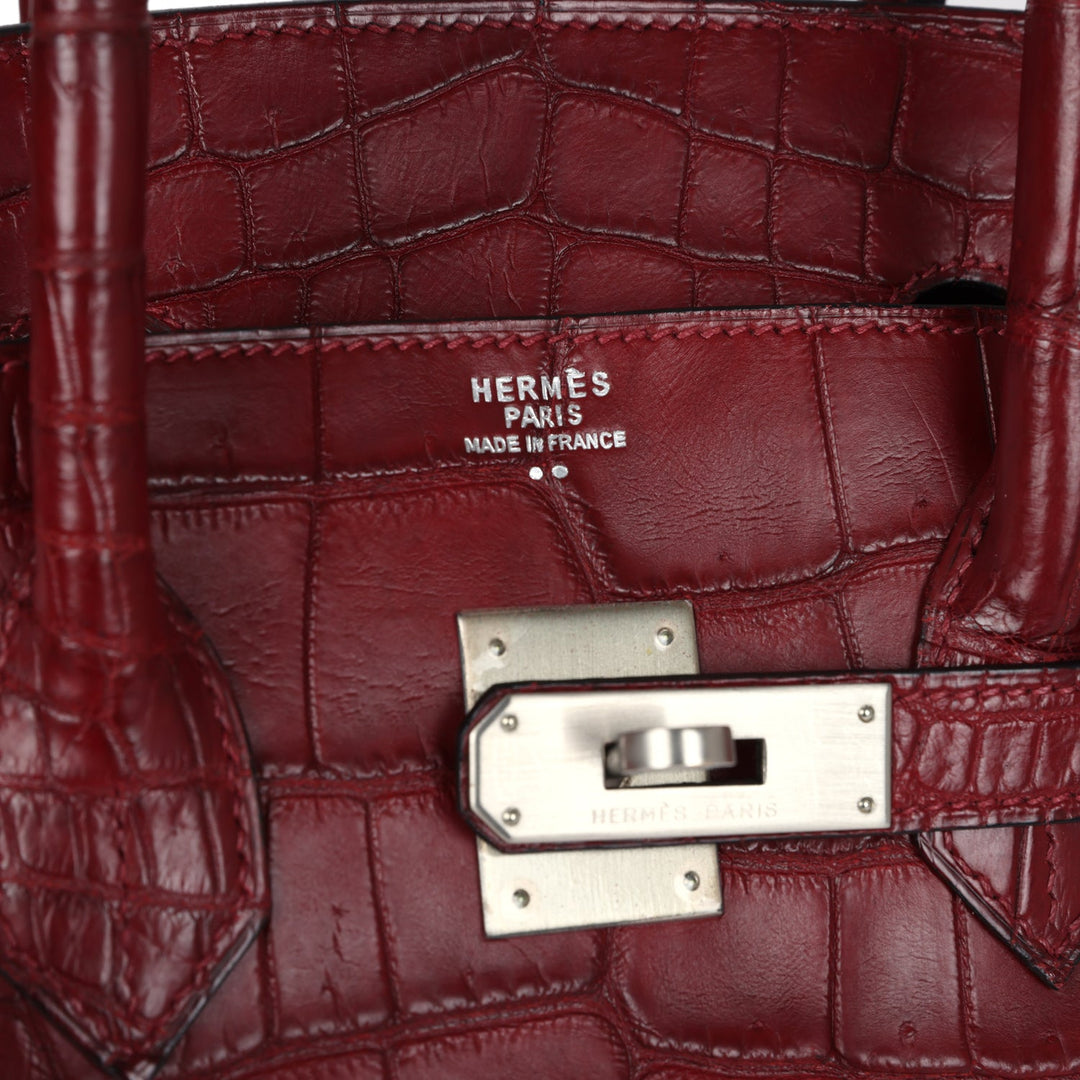Hermes Travel Birkin 35 Rouge H Niloticus Crocodile Brushed Palladium Hardware