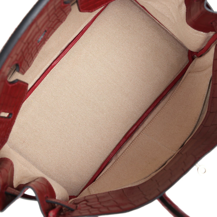 Hermes Travel Birkin 35 Rouge H Niloticus Crocodile Brushed Palladium Hardware