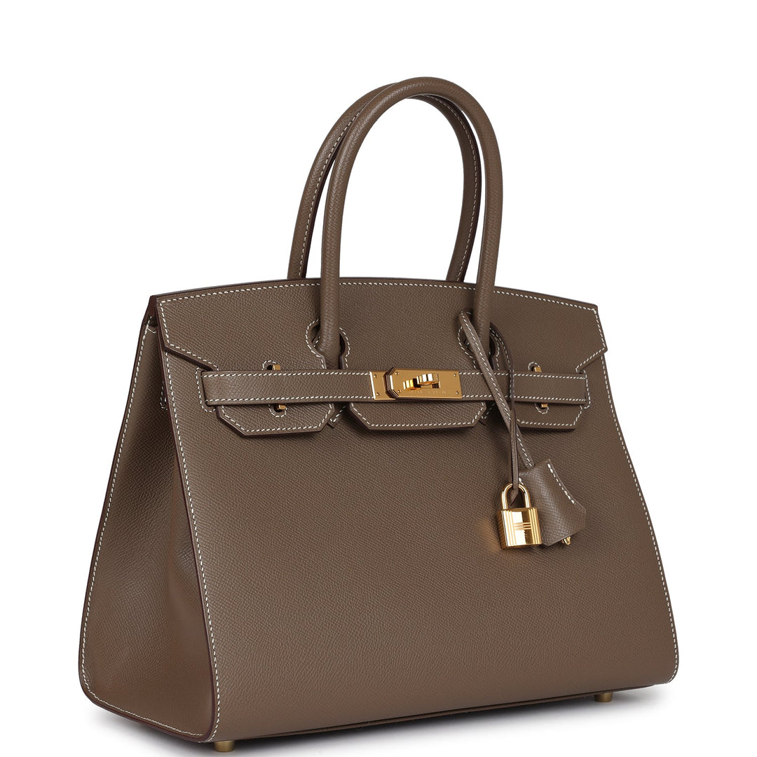 New Hermes Birkin Sellier 30 Etoupe Epsom Gold Hardware