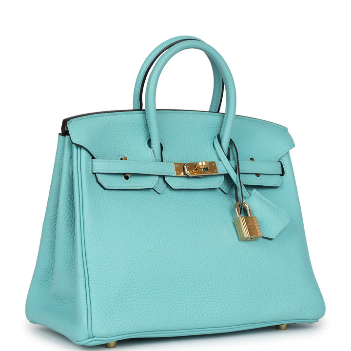 Hermes Birkin 25 Bleu Atoll Togo Gold Hardware