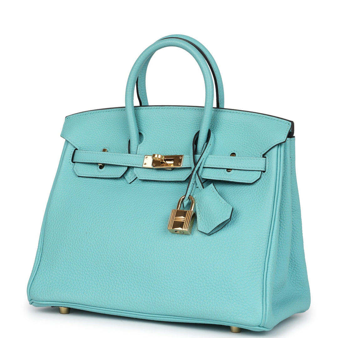 Hermes Birkin 25 Bleu Atoll Togo Gold Hardware
