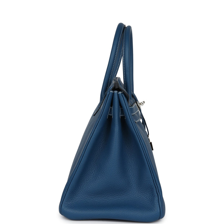 Hermes Birkin 35 Bleu Thalassa Clemence Palladium Hardware