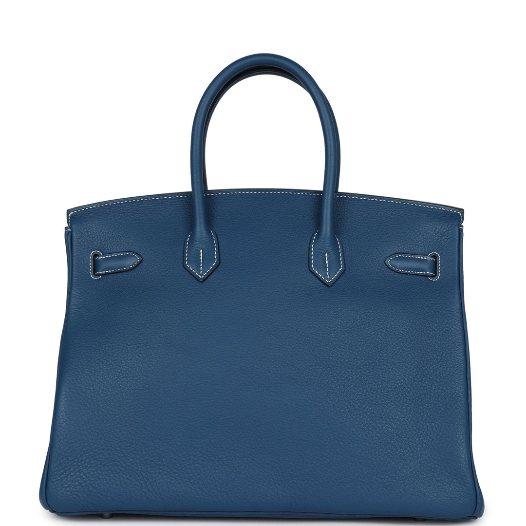 Hermes Birkin 35 Bleu Thalassa Clemence Palladium Hardware