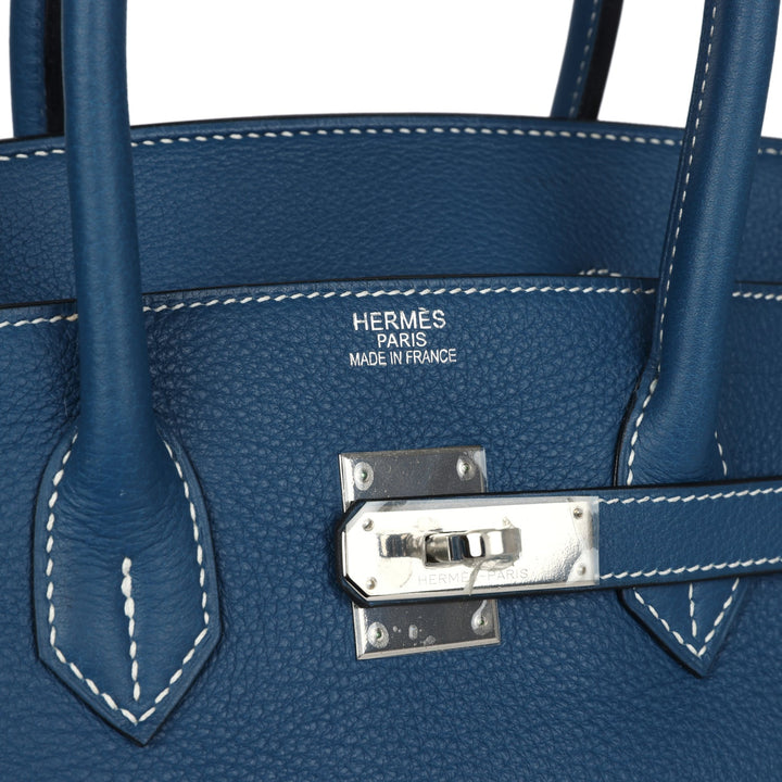 Hermes Birkin 35 Bleu Thalassa Clemence Palladium Hardware