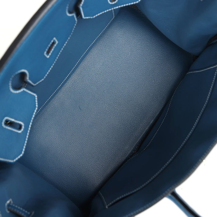 Hermes Birkin 35 Bleu Thalassa Clemence Palladium Hardware