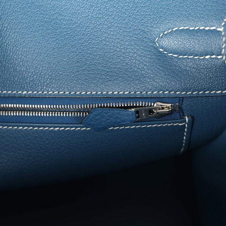 Hermes Birkin 35 Bleu Thalassa Clemence Palladium Hardware