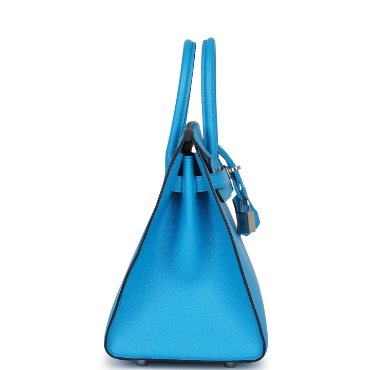 Hermes Birkin Sellier 25 Bleu Frida Epsom Palladium Hardware