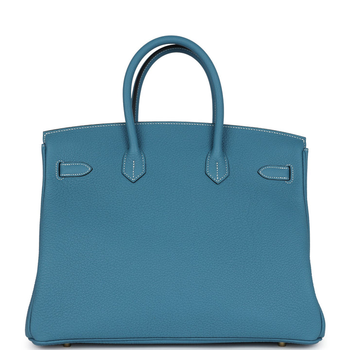 Hermes Birkin 35 Blue Jean Togo Gold Hardware