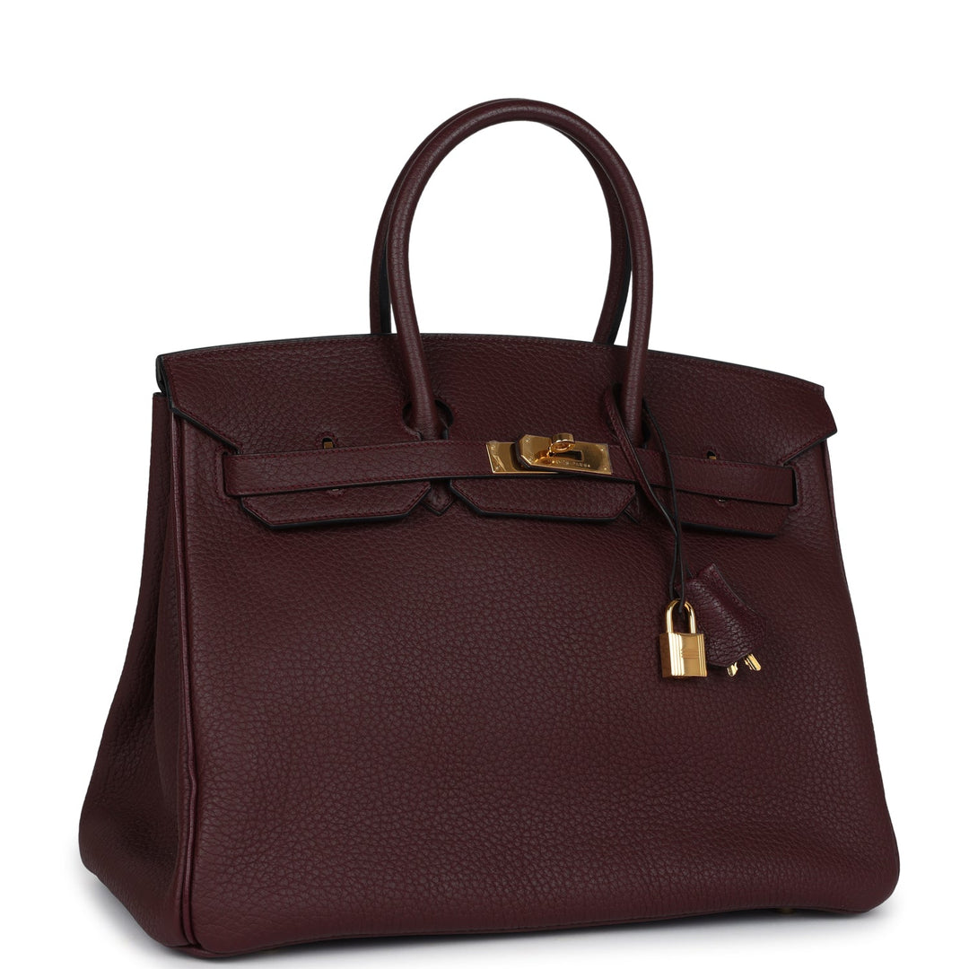 Hermes Birkin 35 Bordeaux Fjord Gold Hardware