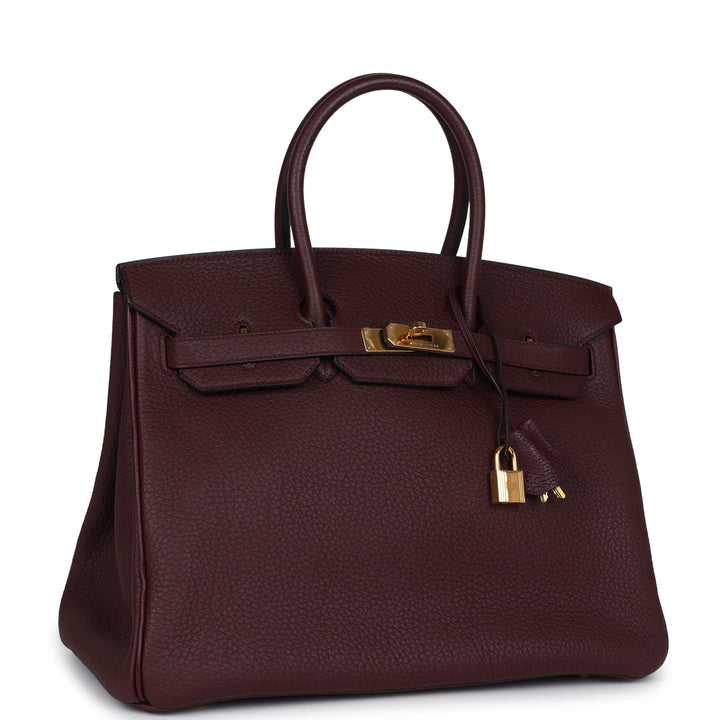 Hermes Birkin 35 Bordeaux Fjord Gold Hardware
