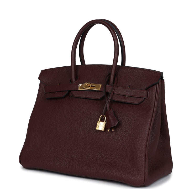 Hermes Birkin 35 Bordeaux Fjord Gold Hardware