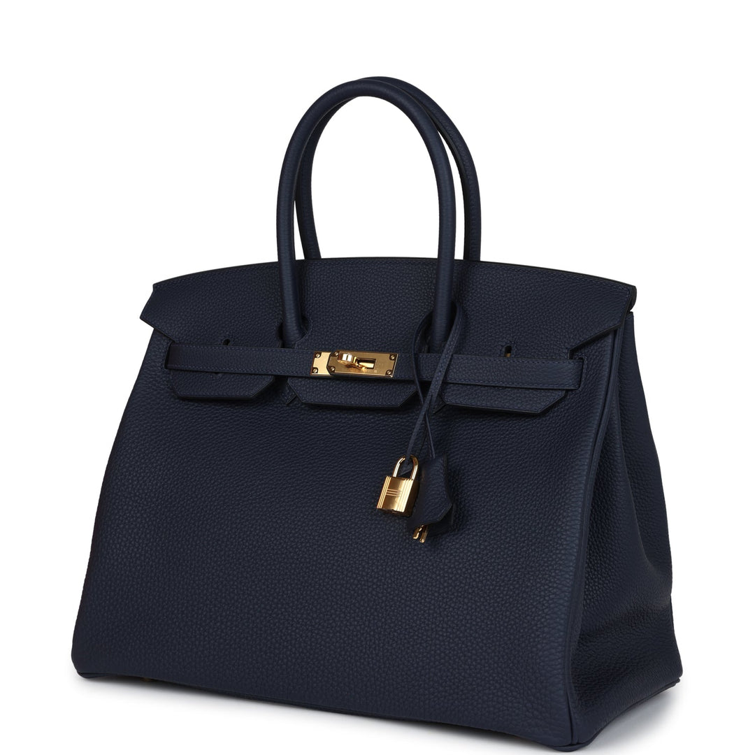 Hermes Birkin 35 Bleu Nuit Togo Gold Hardware