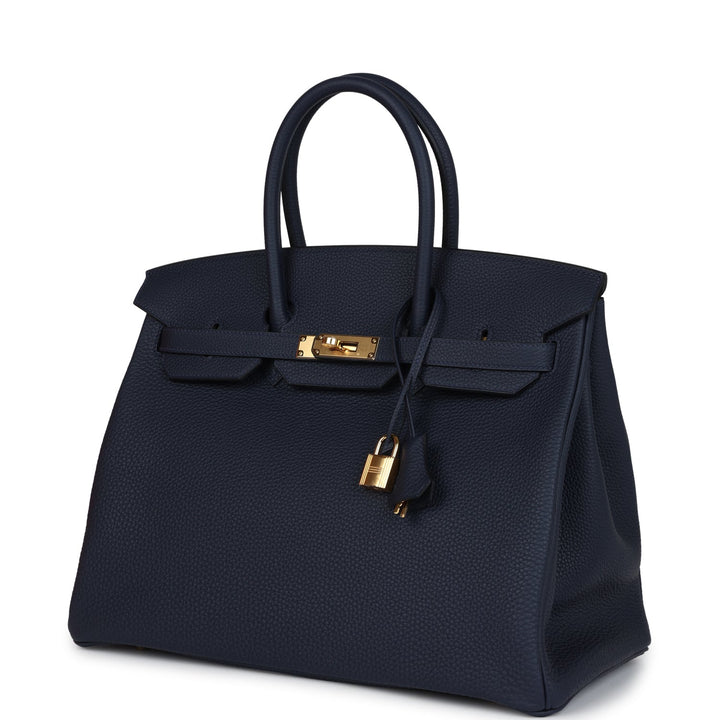 Hermes Birkin 35 Bleu Nuit Togo Gold Hardware
