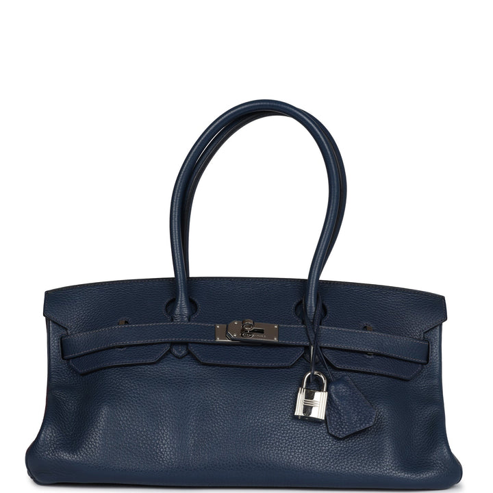 Hermes Shoulder Birkin 42 JPG Bleu De Prusse Clemence Palladium Hardware