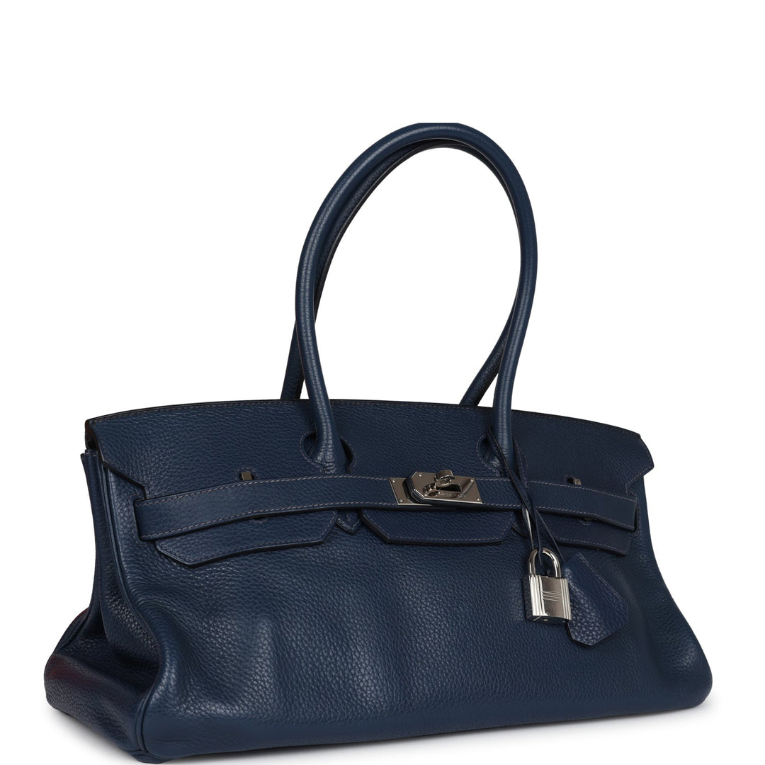Hermes Shoulder Birkin 42 JPG Bleu De Prusse Clemence Palladium Hardware