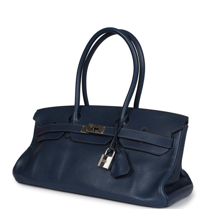 Hermes Shoulder Birkin 42 JPG Bleu De Prusse Clemence Palladium Hardware