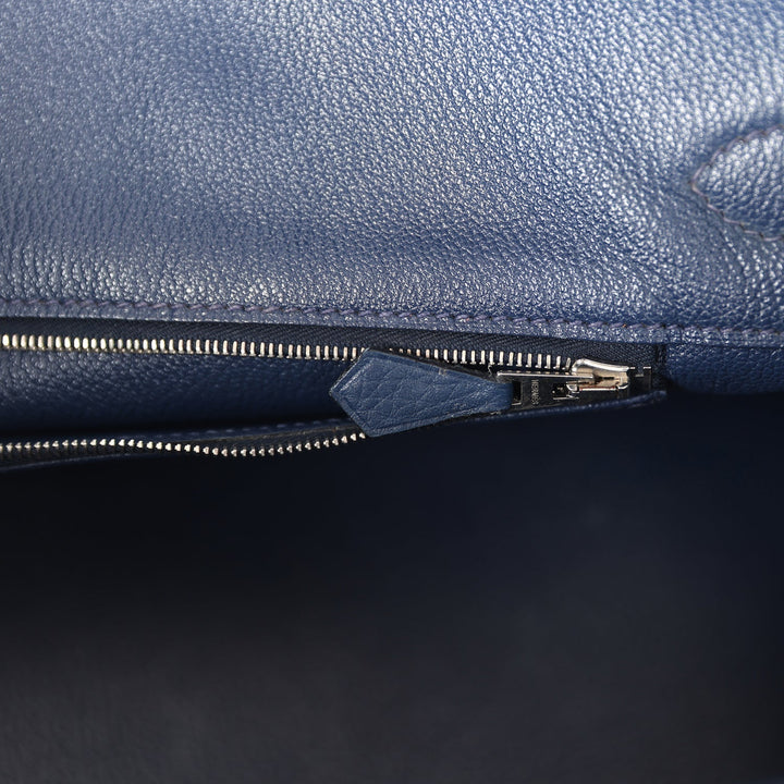 Hermes Shoulder Birkin 42 JPG Bleu De Prusse Clemence Palladium Hardware