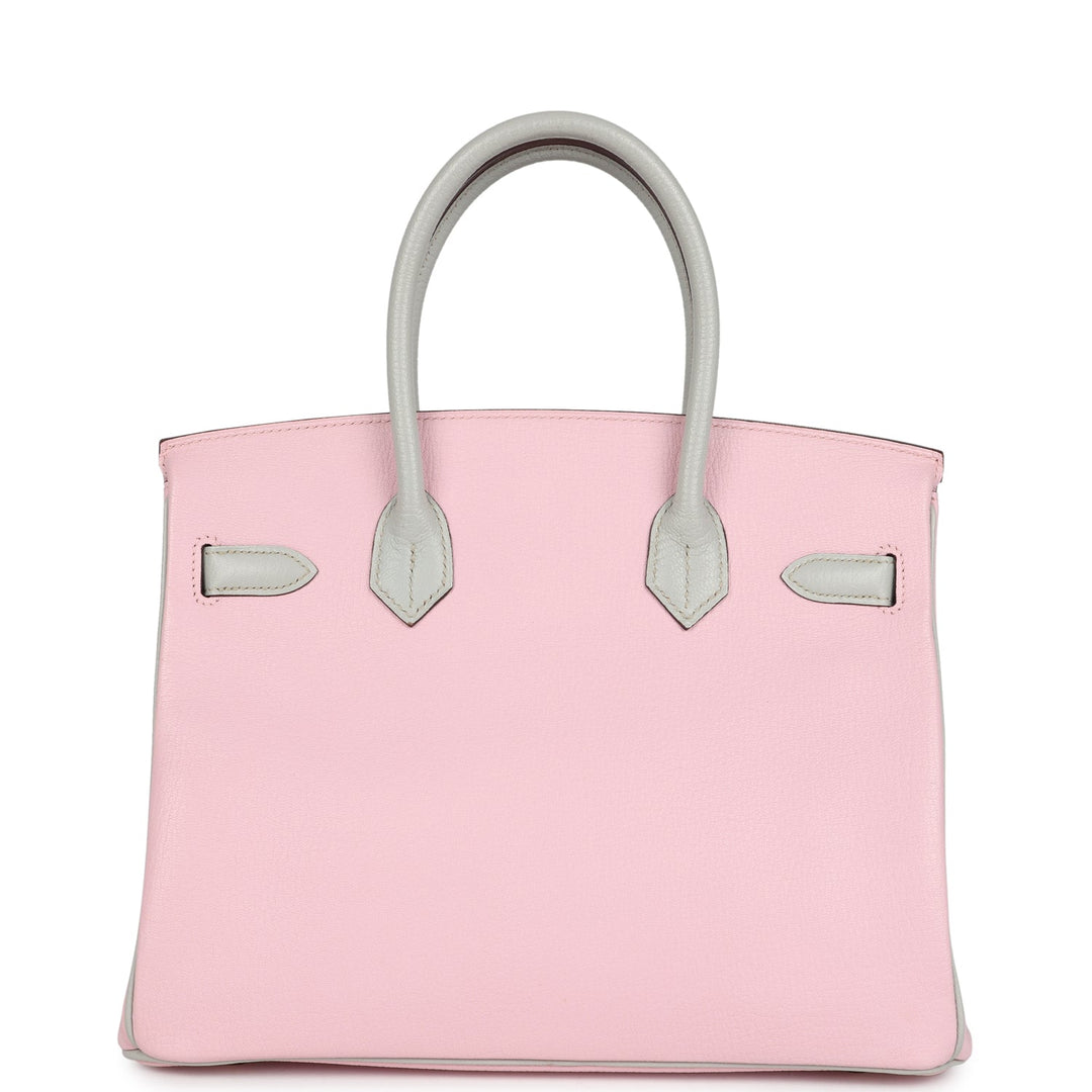 Hermes Special Order (HSS) Birkin 30 Rose Sakura and Gris Perle Chevre Brushed Gold Hardware