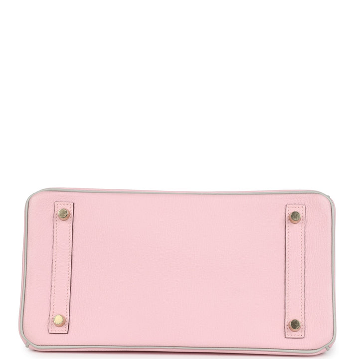 Hermes Special Order (HSS) Birkin 30 Rose Sakura and Gris Perle Chevre Brushed Gold Hardware