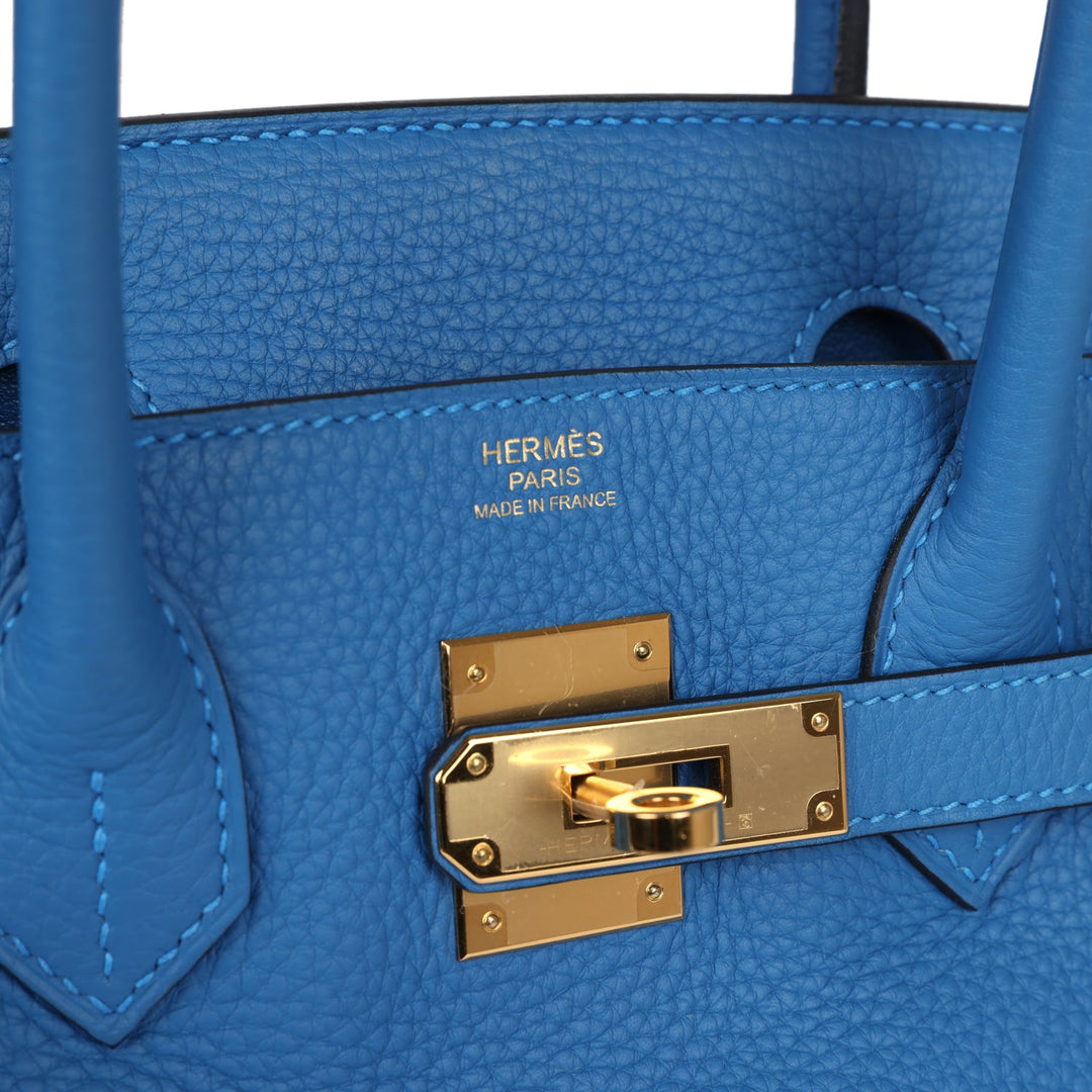 Hermes Birkin 30 Mykonos Clemence Gold Hardware