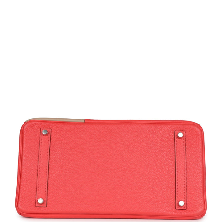Hermes Birkin 30 Cascade Rose Jaipur, Etoupe and Argile Swift and Clemence Brushed Palladium Hardware