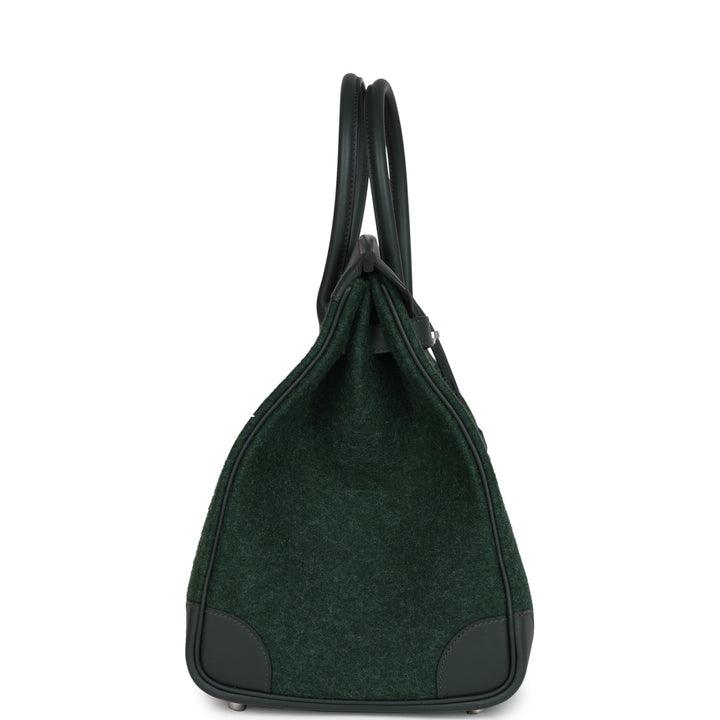 Hermes Birkin 35 Vert Anglais Feutre Wool and Vert Fonce Feutre Swift Palladium Hardware