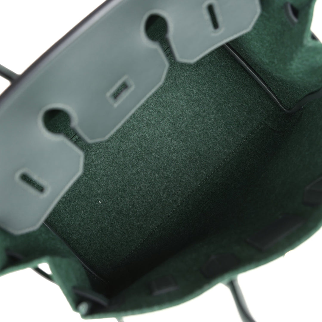 Hermes Birkin 35 Vert Anglais Feutre Wool and Vert Fonce Feutre Swift Palladium Hardware