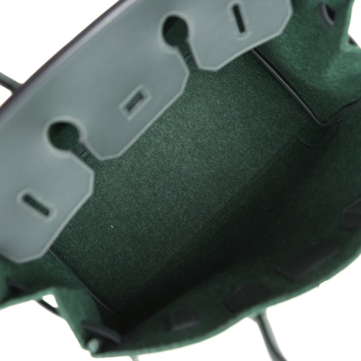 Hermes Birkin 35 Vert Anglais Feutre Wool and Vert Fonce Feutre Swift Palladium Hardware