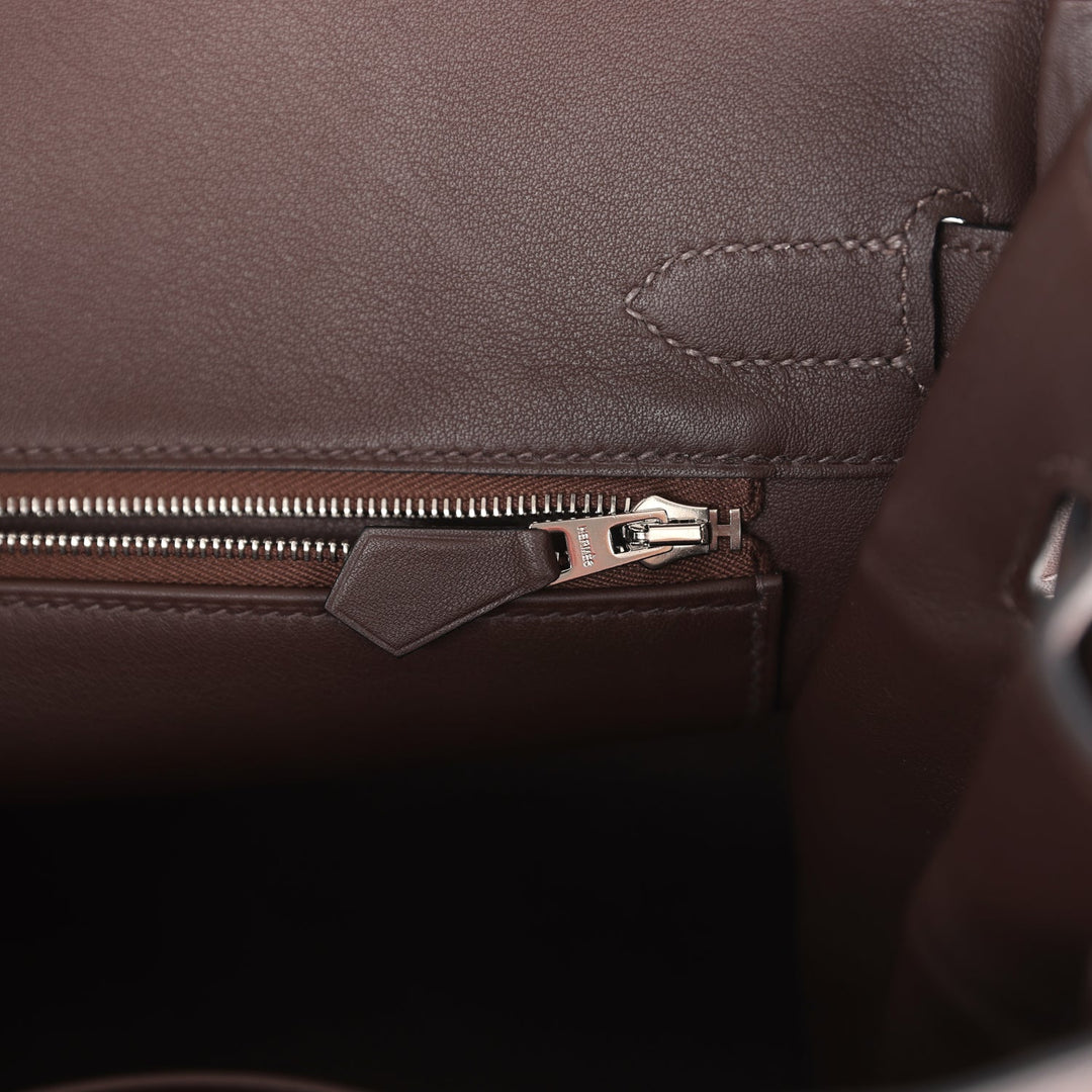 Hermes Birkin 30 Bivouac Ficelle Canvas and Moka Swift Palladium Hardware