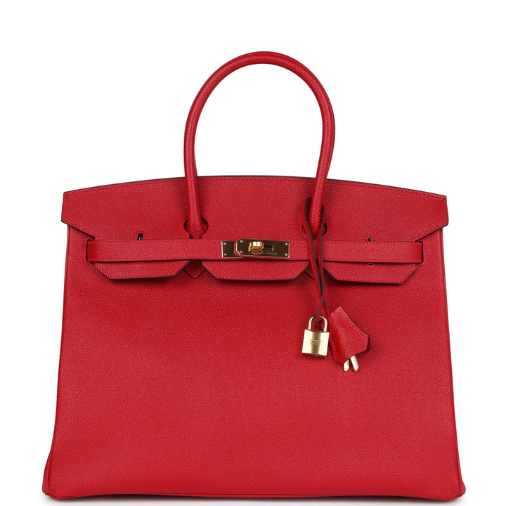 Hermes Birkin 35 Rouge Casaque Epsom Gold Hardware