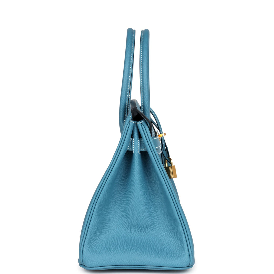 Hermes Birkin 30 Blue Jean Epsom Gold Hardware