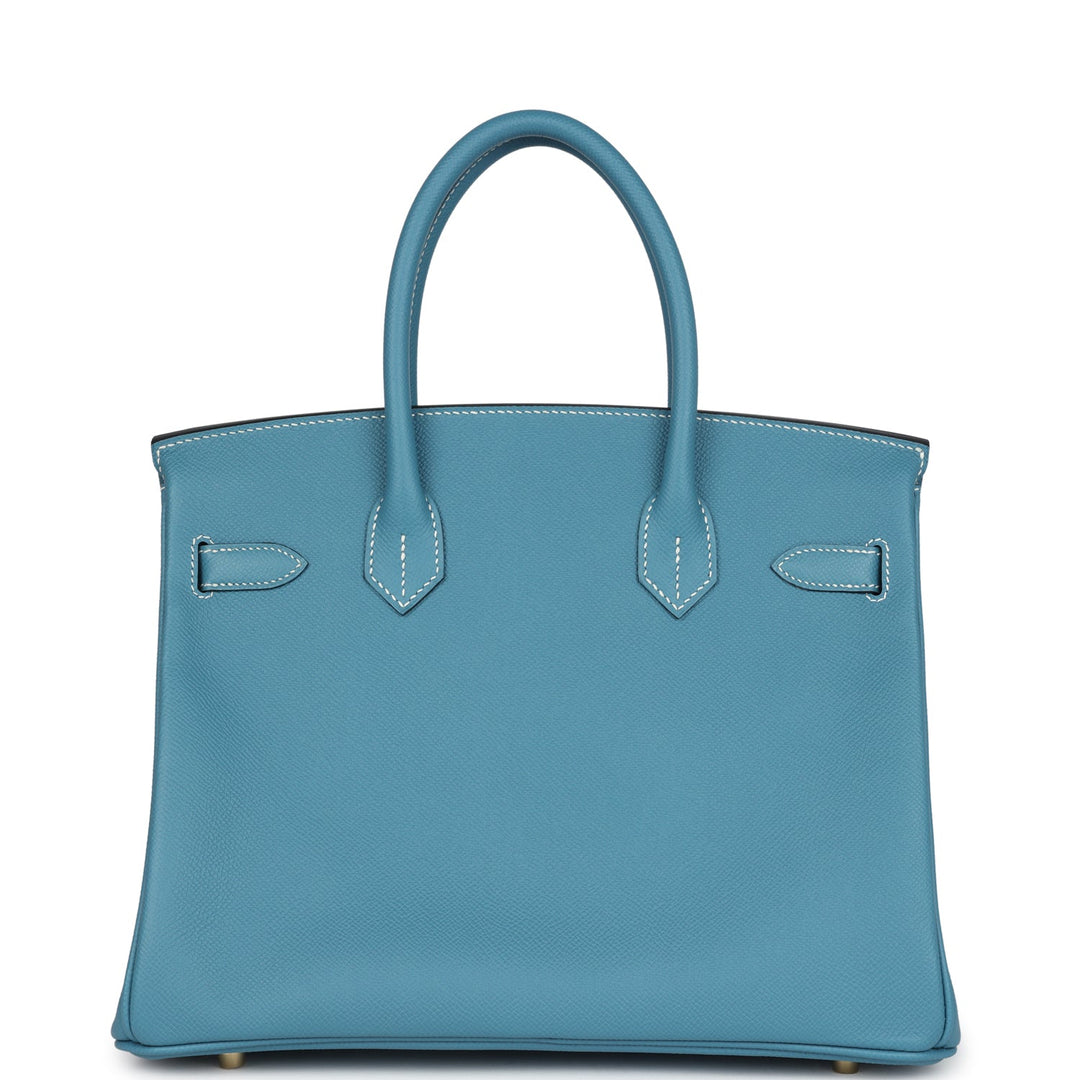 Hermes Birkin 30 Blue Jean Epsom Gold Hardware